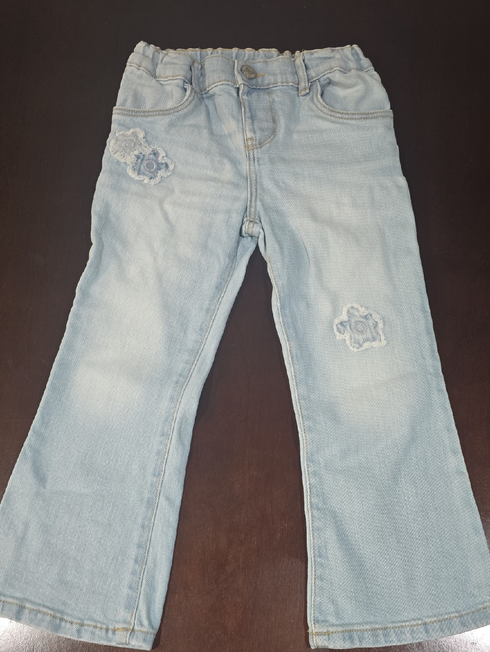 Light Wash Blue Girl's OshKosh Jeans with Floral Appliqué